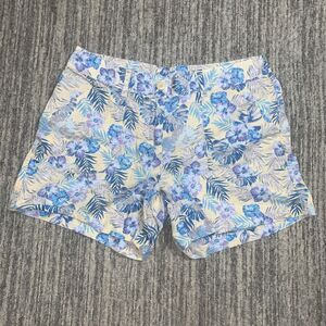Jamaica Jaxx Women's Size 8 Tropical Floral Shorts Linen Blend Blue Purple Beach